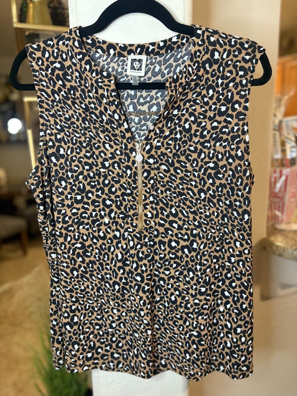 Anne Klein Animal Print Sleeveless Blouse Medium 8-12